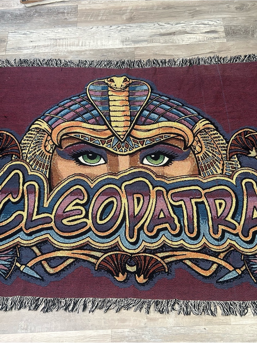 Vintage Cleopatra Fringe Tapestry By IGT 67x51
